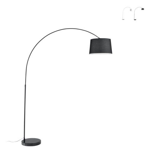 Piantana curva ad arco in metallo base in marmo paralume tessuto Dream Promozione