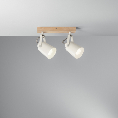 Applique da parete soffitto due luci orientabili metallo bianco Eda AP2 Promozione