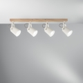 Lampada da soffitto legno metallo binario quattro luci orientabili Eda LS4 Promozione