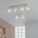 Lampada da soffitto legno metallo binario quattro luci orientabili Eda LS4 Vendita