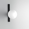 Applique in metallo nero con luce a sfera in vetro bianco Enoire Promozione