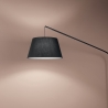 Piantana moderna curva in metallo nero con paralume tessuto 180cm Enjoy Vendita
