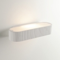 Applique ovale moderna da parete in gesso bianco verniciabile Gatsby Promozione