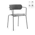 Set 4 poltrone sedia in metallo e polipropilene dal design moderno Asmar Promozione