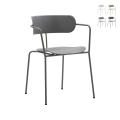 Set 4 poltrone sedia in metallo e polipropilene dal design moderno Asmar Promozione