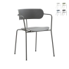 Set 4 poltrone sedia in metallo e polipropilene dal design moderno Asmar Promozione