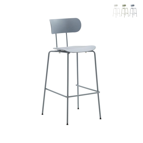 Set 2 sgabelli in metallo e polipropilene dal design moderno Jovai Promozione