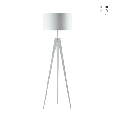 Lampada da terra piantana a tre piedi in metallo paralume tessuto Ibis Promozione
