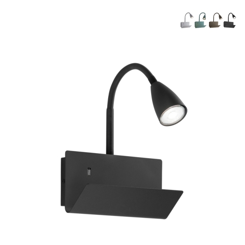 Gpplique da parete in metallo con luce flessibile e presa USB Gulp Promozione