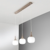 Lampadario a sospensione effetto legno 3 luci vetro bianco opale Jaipur Vendita