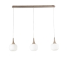 Lampadario a sospensione effetto legno 3 luci vetro bianco opale Jaipur Offerta