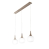 Lampadario a sospensione effetto legno 3 luci vetro bianco opale Jaipur Saldi
