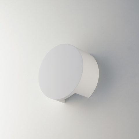 Applique da parete moderna rotonda in gesso bianco verniciabile Leiron Promozione
