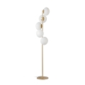 Piantana in metallo dorato con 5 luci in vetro bianco soffiato Ripple Promozione