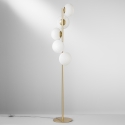 Piantana in metallo dorato con 5 luci in vetro bianco soffiato Ripple Vendita