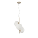 Lampadario in metallo dorato 3 luci in vetro bianco per soggiorno Ripple Vendita