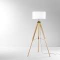 Piantana tre piedi in legno con paralume in tessuto bianco Studios Promozione