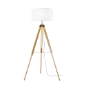 Piantana tre piedi in legno con paralume in tessuto bianco Studios Offerta