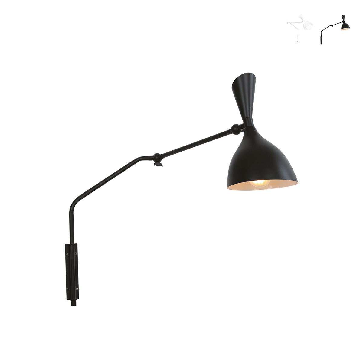 Applique in metallo con luce paralume orientabile stile industriale Morgan Promozione