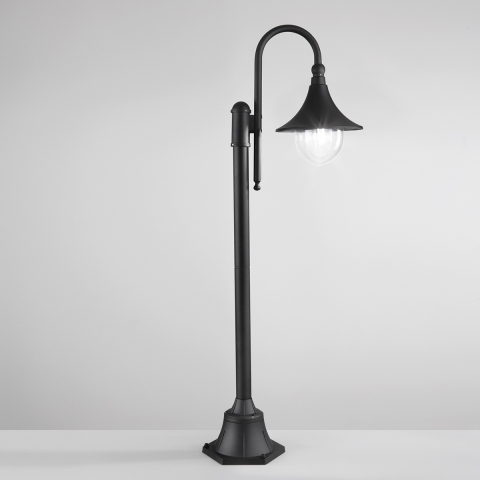 Paletto lampione da giardino esterno in alluminio nero h130 cm Pavia Promozione