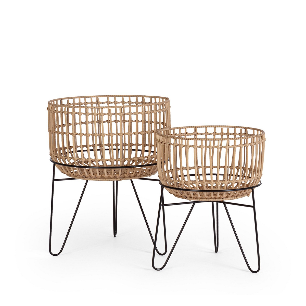 Set 2 porta vasi per piante in rattan stile boho chic Yulian Promozione