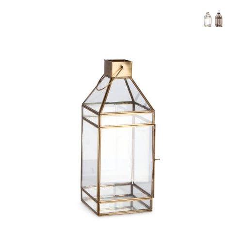 Lanterna per candele da interno in metallo 16x16x42cm Siwan Promozione