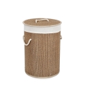 Cesto tondo porta biancheria bagno bambù fodera beige 35x50 Zahara Promozione