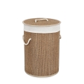 Cesto tondo porta biancheria bagno bambù fodera beige 35x50 Zahara Promozione