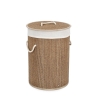 Cesto tondo porta biancheria bagno bambù fodera beige 35x50 Zahara Promozione