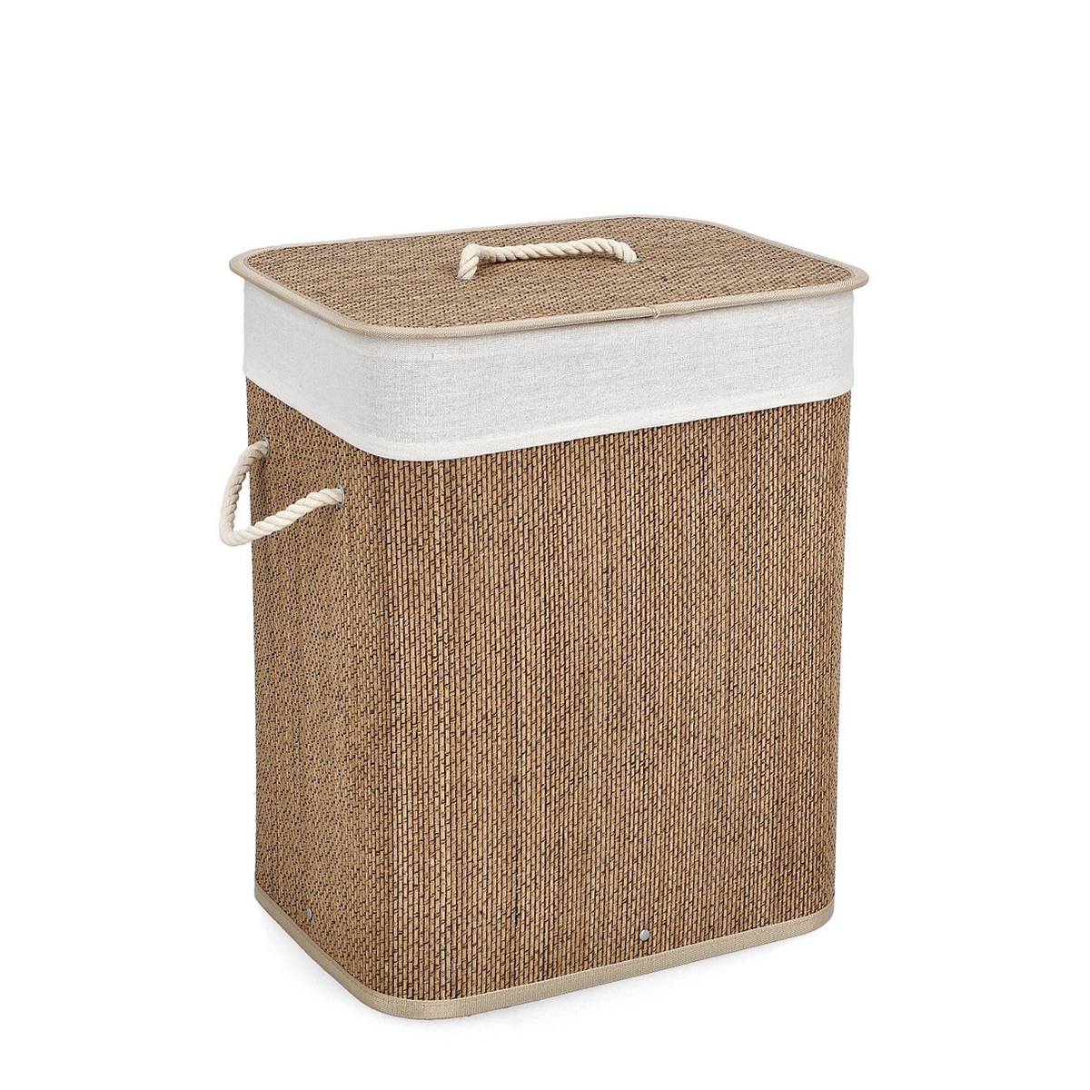 Cesto porta biancheria rettangolare da bagno bambù federa beige Zahara Promozione Cesto porta biancheria rettangolare da bagno bambù federa beige Zahara Promozione