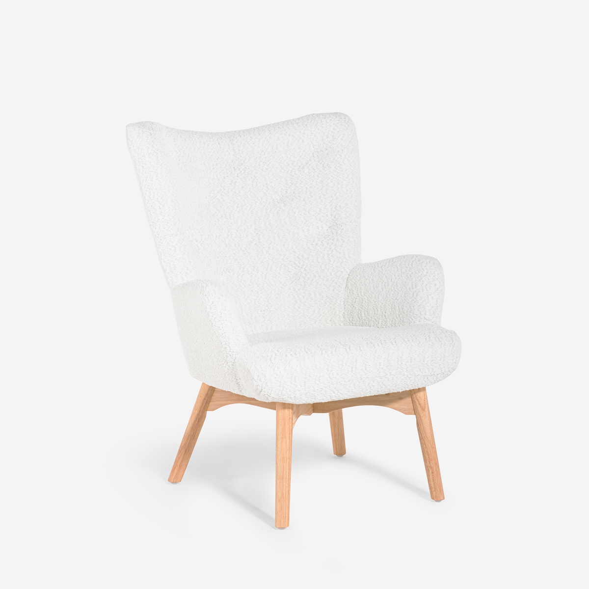Poltrona moderna stile bergere in tessuto bouclé bianco Wani Promozione Poltrona moderna stile bergere in tessuto bouclé bianco Wani Promozione