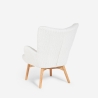 Poltrona moderna stile bergere in tessuto bouclé bianco Wani Offerta