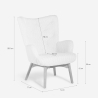 Poltrona moderna stile bergere in tessuto bouclé bianco Wani Sconti