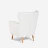 Poltrona bergere moderna da salotto in tessuto bouclé bianco Kamo Offerta