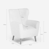 Poltrona bergere moderna da salotto in tessuto bouclé bianco Kamo Sconti