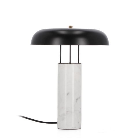 Lampada da tavolo moderna base marmo bianco e paralume metallo Kaithal Promozione