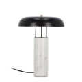 Lampada da tavolo moderna base marmo bianco e paralume metallo Kaithal Promozione