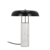 Lampada da tavolo moderna base marmo bianco e paralume metallo Kaithal Promozione