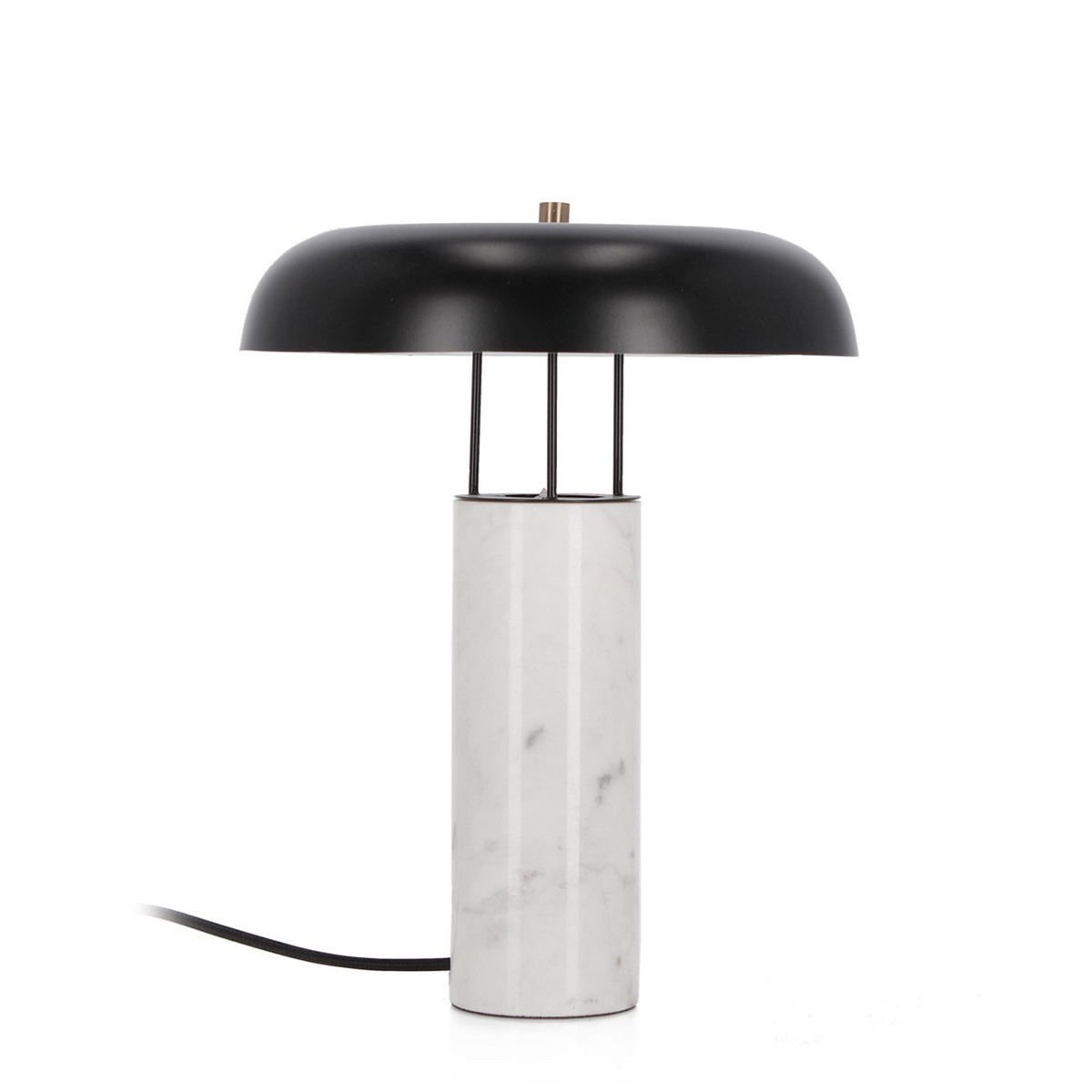 Lampada da tavolo moderna base marmo bianco e paralume metallo Kaithal