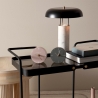 Lampada da tavolo moderna base marmo bianco e paralume metallo Kaithal Vendita