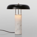 Lampada da tavolo moderna base marmo bianco e paralume metallo Kaithal Offerta