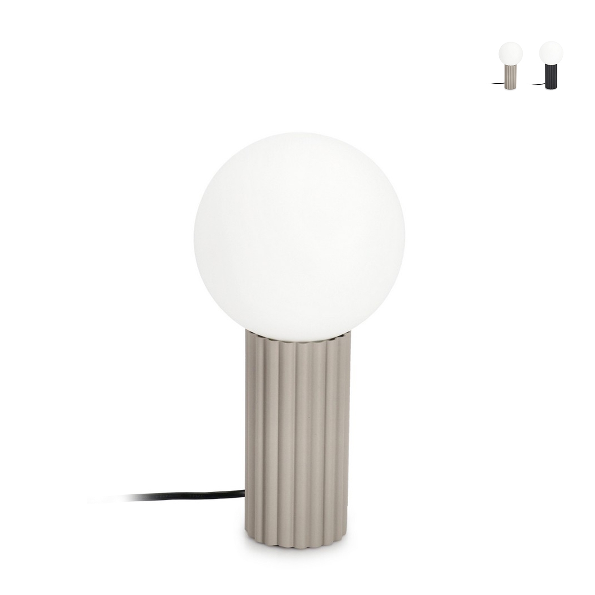 Lampada da tavolo stile minimale Ø15x30cm paralume tondo vetro Delphine Promozione Lampada da tavolo stile minimale Ø15x30cm paralume tondo vetro Delphine Promozione