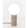 Lampada da tavolo stile minimale Ø15x30cm paralume tondo vetro Delphine Sconti