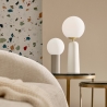 Lampada da tavolo stile minimale Ø15x30cm paralume tondo vetro Delphine Prezzo