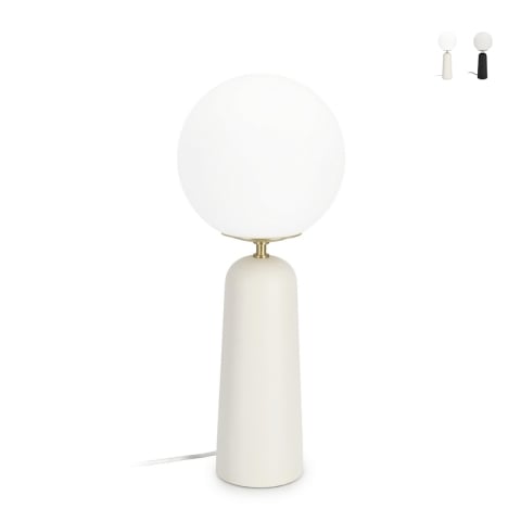 Lampada da tavolo design moderno paralume tondo in vetro opaco Delphine  Promozione