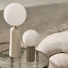 Lampada da tavolo design moderno paralume tondo in vetro opaco Delphine  Vendita