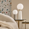 Lampada da tavolo design moderno paralume tondo in vetro opaco Delphine  Catalogo