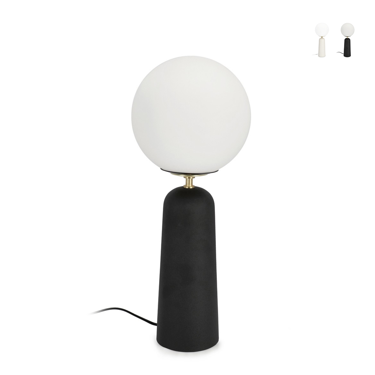 Lampada da tavolo design moderno paralume tondo in vetro opaco Delphine  Stock