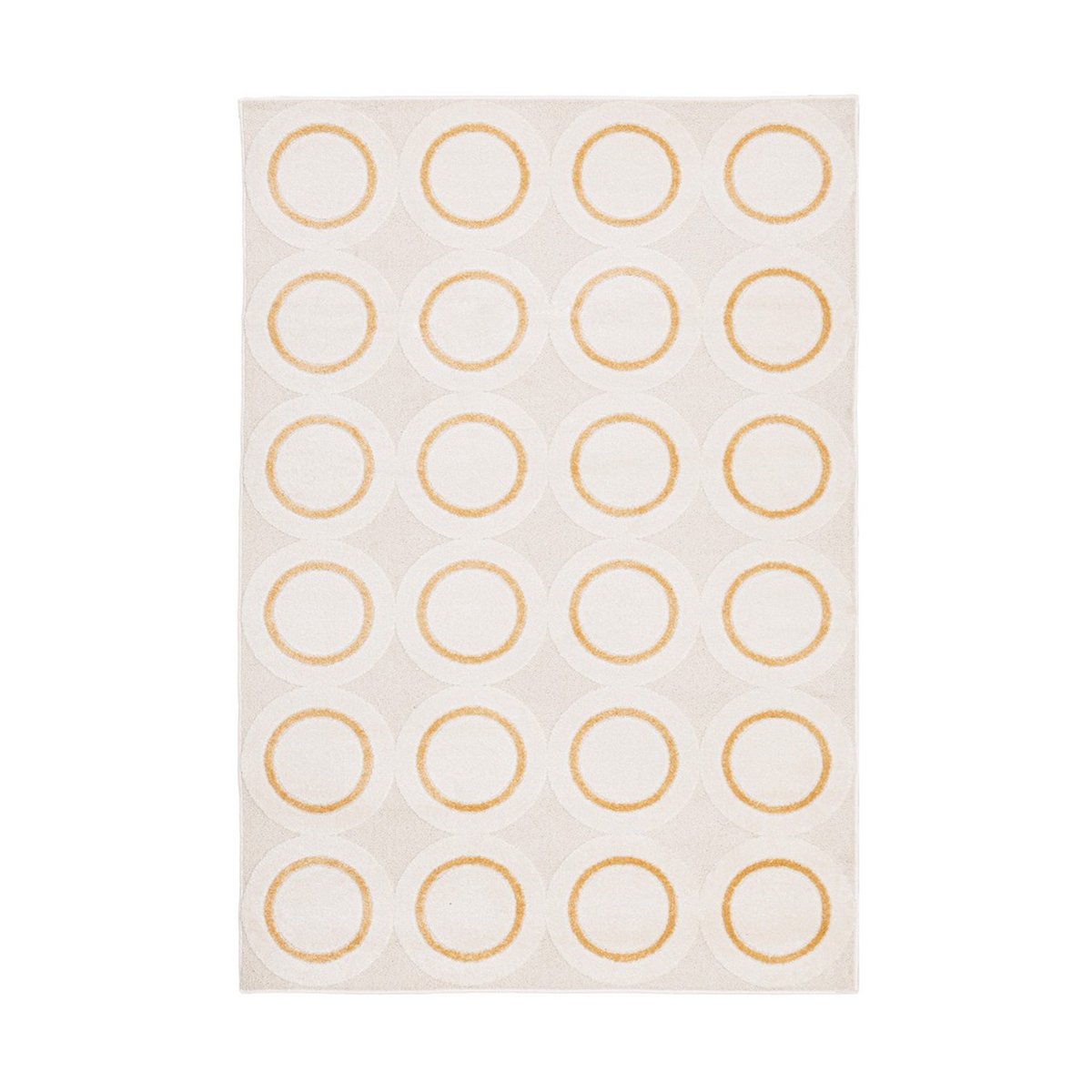 Tappeto per salotto con fantasia a cerchi crema giallo 200x290cm Zina Promozione Tappeto per salotto con fantasia a cerchi crema giallo 200x290cm Zina Promozione