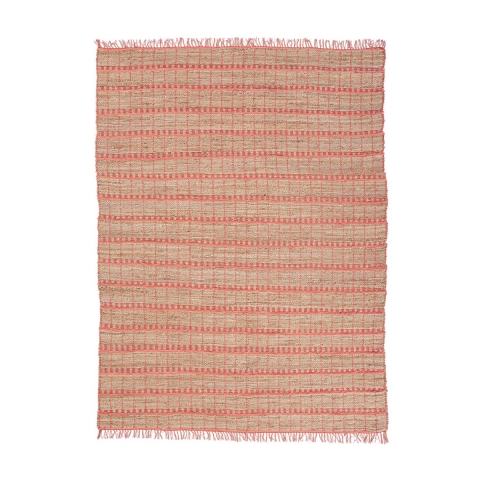 Tappeto da salotto 160x230cm fatto a mano in iuta e cotone rosa Ruanda Promozione